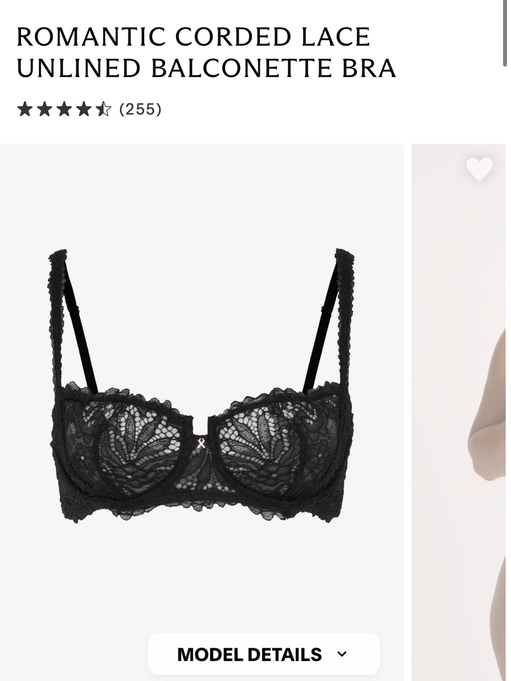 Savage X Fenty Black Corded Lace Balconette Bra